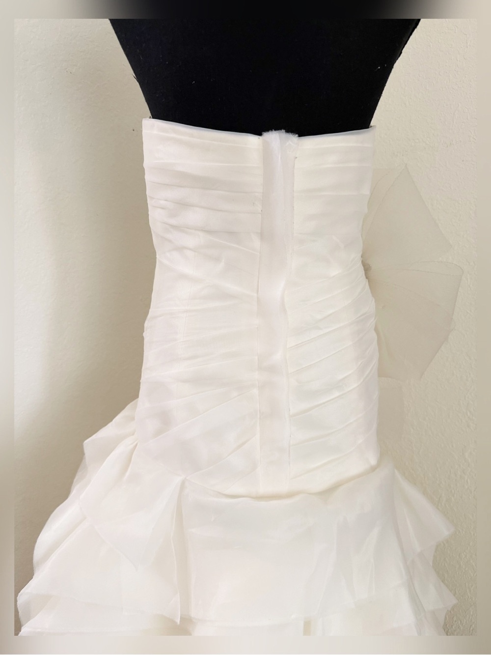 White by Vera Wang Organza Trumpet Wedding Dress STYLE # VW351011 - Picture 7 of 16